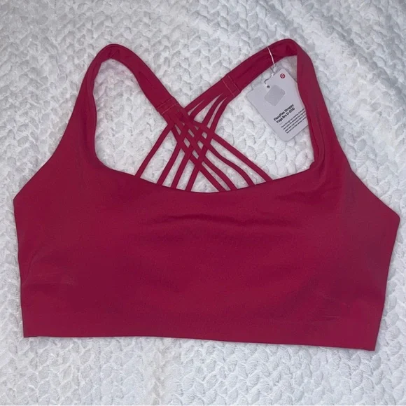 Lululemon FlexyFlex Strappy Yoga Bra | Size L/XL D-DDD | Raspberry Coulis | NWT - Picture 1 of 10